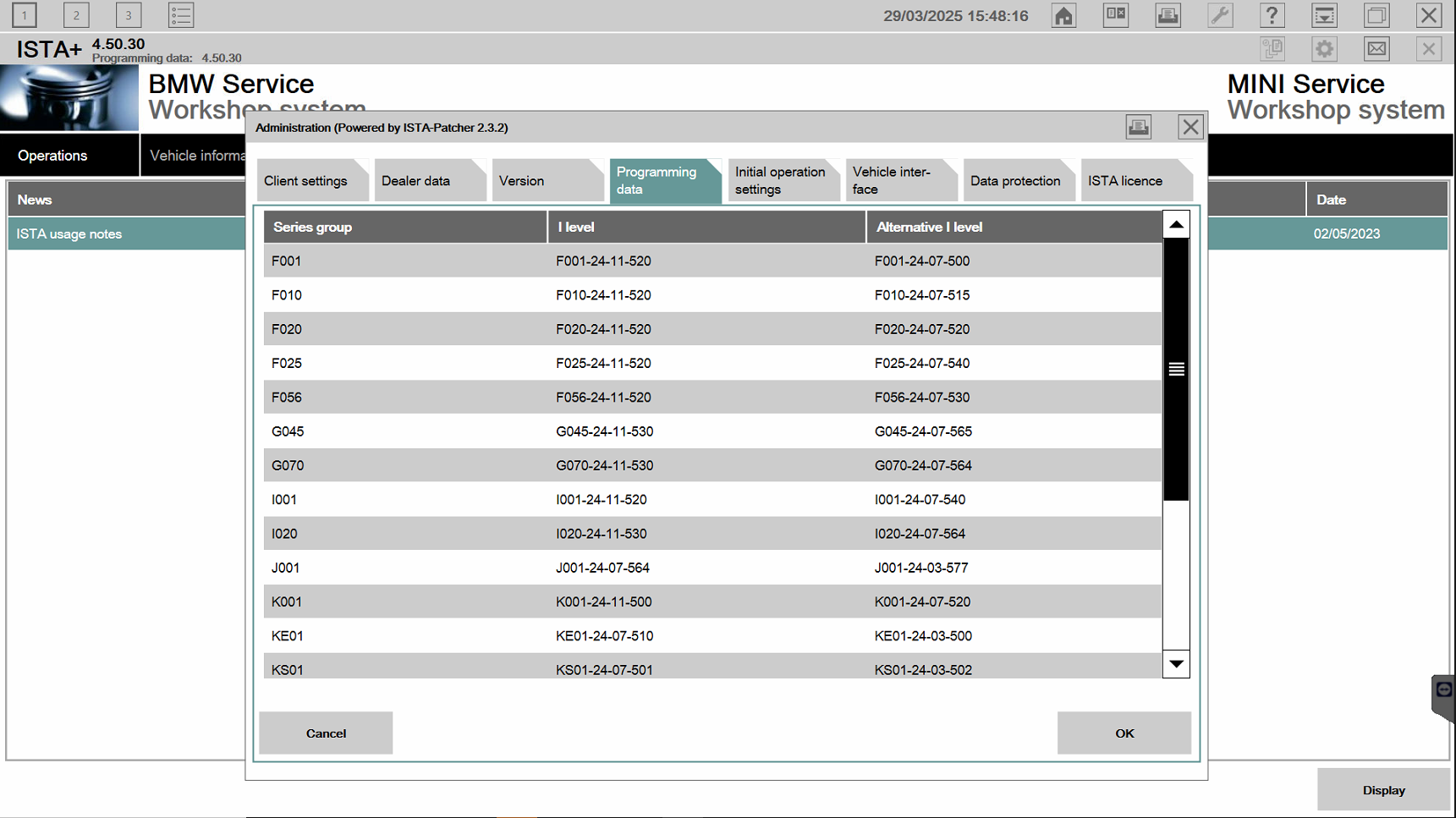 ISTA data programming