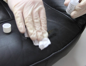 Cleaning the leather area